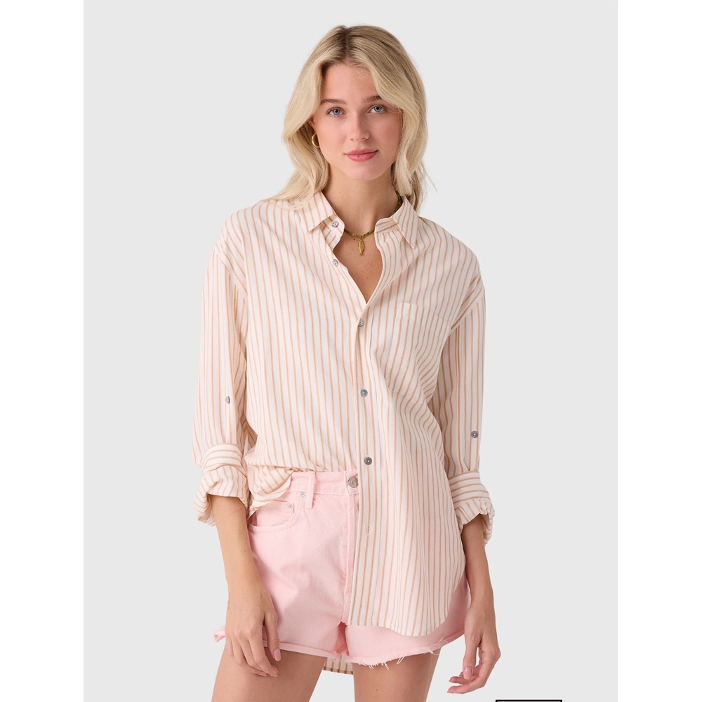 Citizens of Humanity Womens Kayla Shirt Sherbert Striped Button Down Large